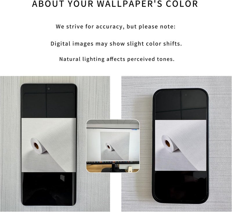 Haimin Grasscloth Textured Wallpaper 24in X 393in Fabric Contact Paper White Wall Paper Linen Peel and Stick Self-Adhesive Thick Vinyl Embossed Film Wallpaper (White) - Image 4